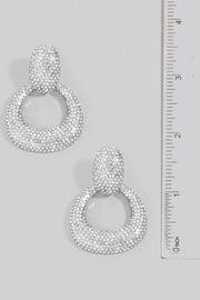 Silver Pave Hoop Door Knocker Earrings