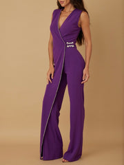 Sabrina Overlay Cape Violet Jumpsuit