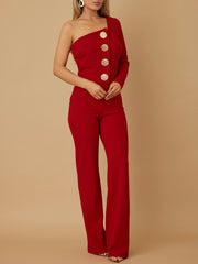 Adriana Button One Shoulder Jumpsuit