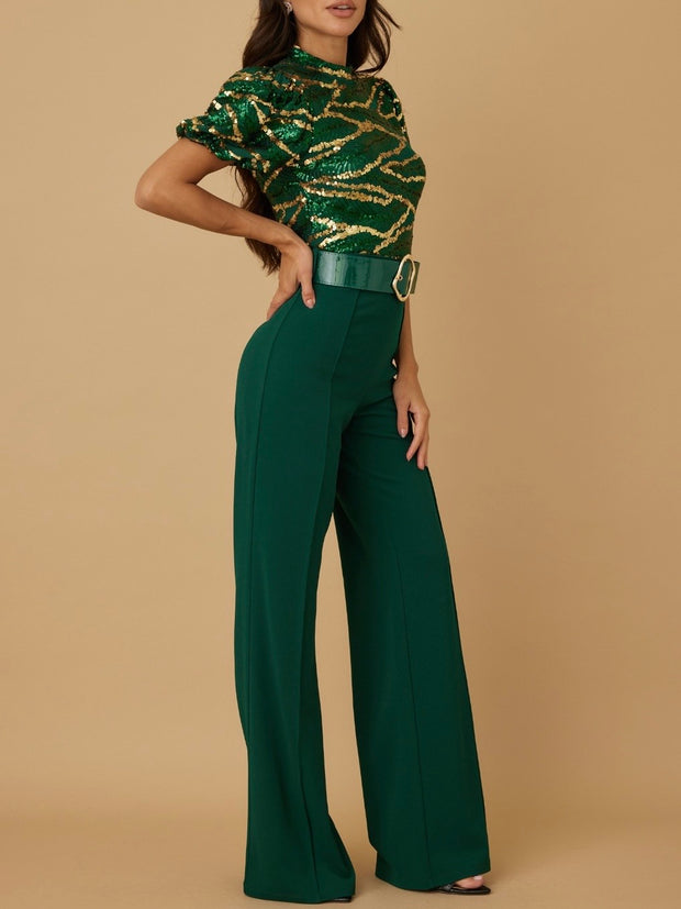 Loren Sequins Green Jumpsuit