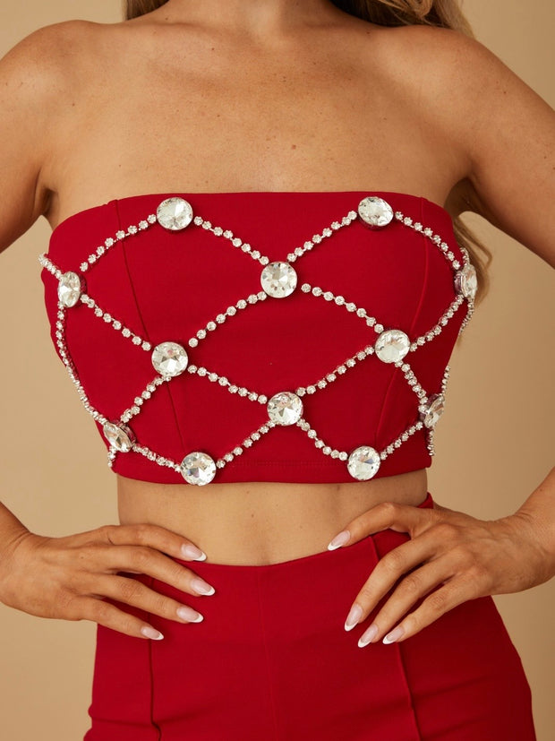 Sabine Jewel Stone 2 Piece Red Set