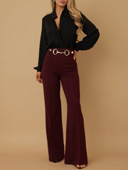 Wine Gold Buckle Trim Bottoms