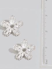 Silver Intricate Studded Cubic Zirconia Flower Stud Earrings