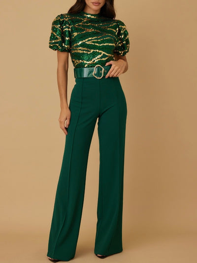 Loren Sequins Green Jumpsuit