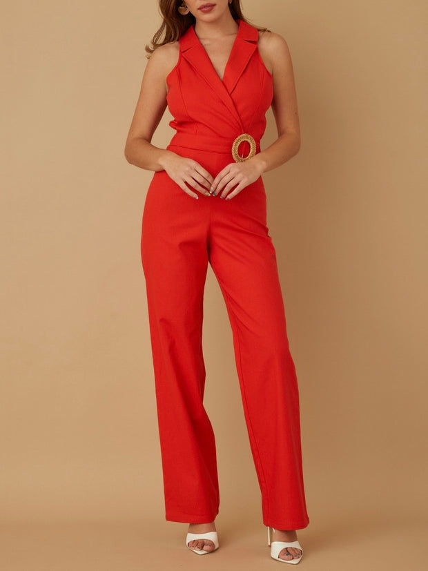 Karime Tuxedo Halter Jumpsuit