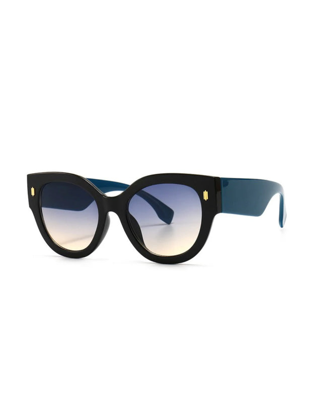 Acetate Frame Sunglasses Black & Blue ELS173