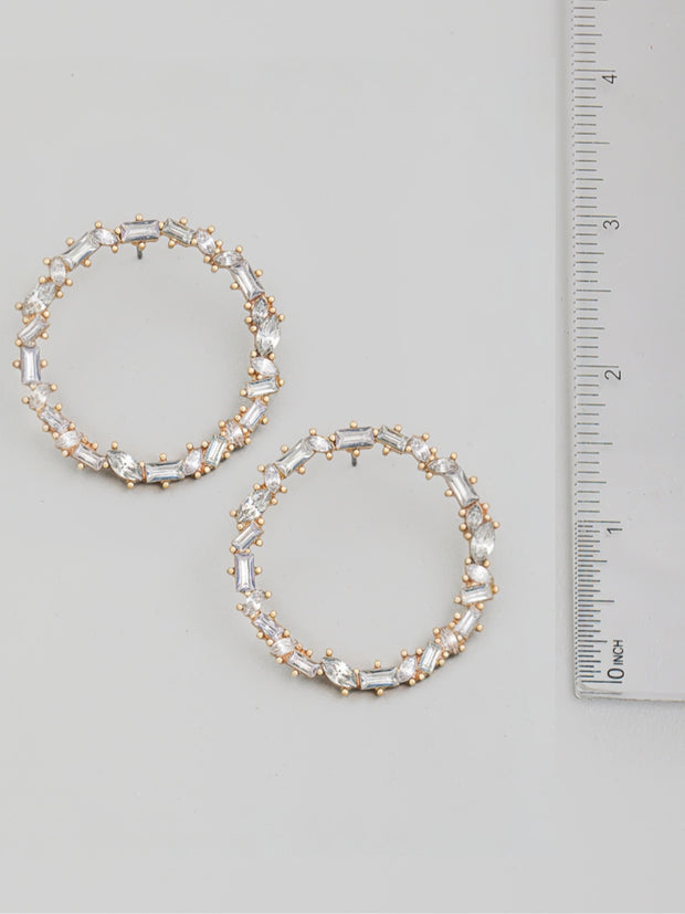 Rhinestone Circle Cutout Drop Earrings