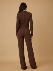 Alba Overlap Brown Jumpsuit