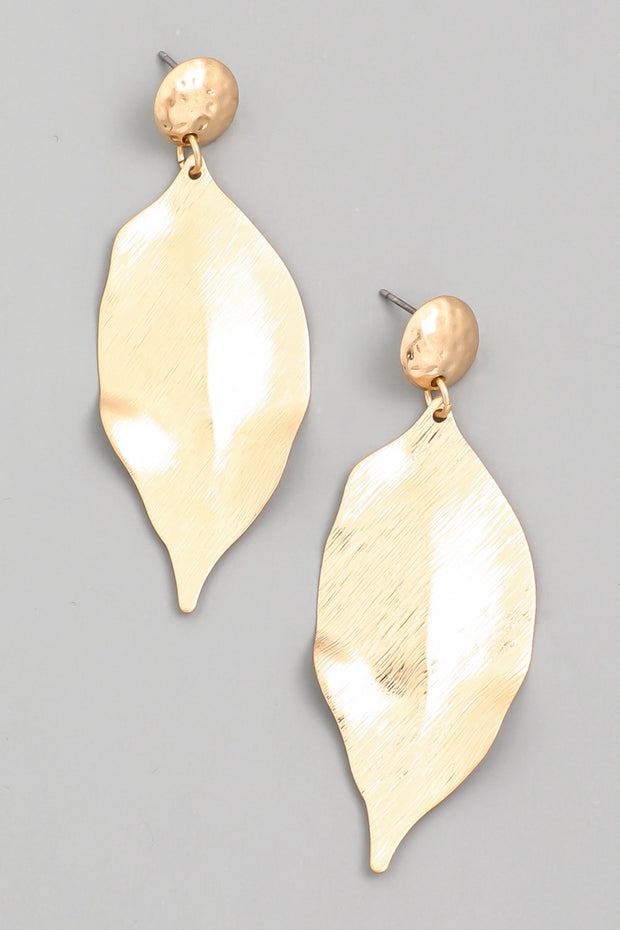 Metallic Leaf Drop Gold Earrings