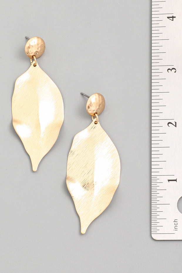 Metallic Leaf Drop Gold Earrings