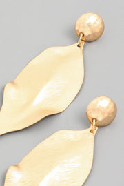 Metallic Leaf Drop Gold Earrings