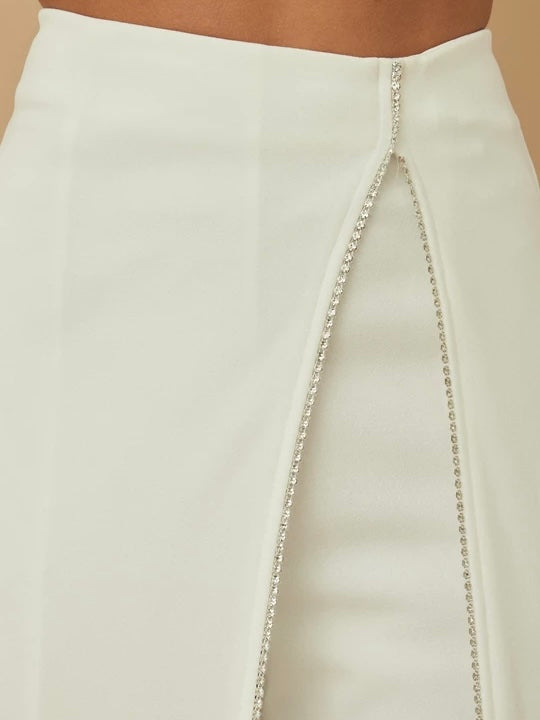 White Rhinestone Layer Bottoms