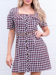 Kiara Houndstooth Tweed Dress