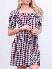 Kiara Houndstooth Tweed Dress