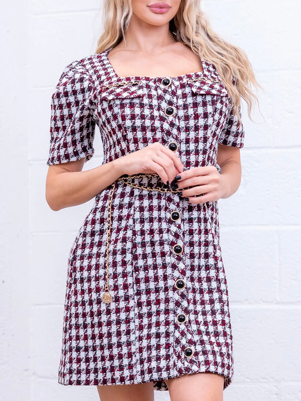 Kiara Houndstooth Tweed Dress