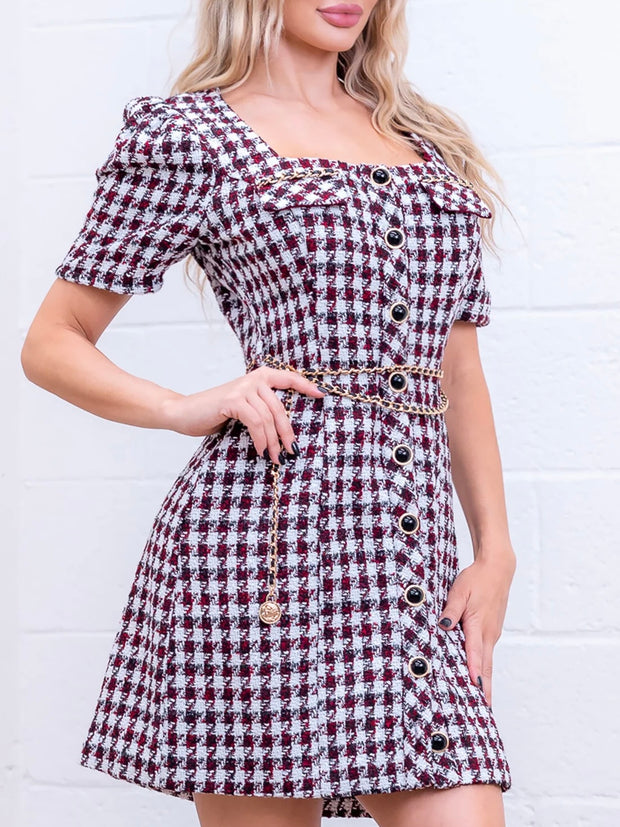 Kiara Houndstooth Tweed Dress