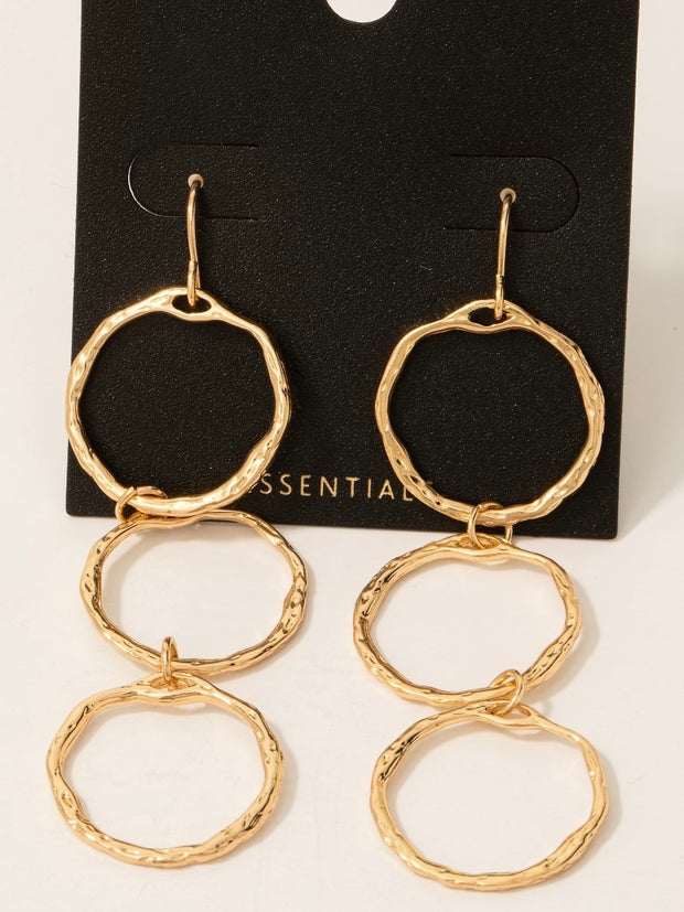 Gold Plated Triple Hoop Dangle Earrings