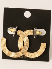 Gold Plated Warped Flat Hoop Earrings