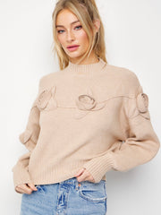 Rosy Cream Sweater Top