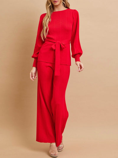 Sofia Red 2 Piece Knit Set