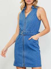 Pilar Front Zipper Denim Dress FS