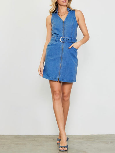 Pilar Front Zipper Denim Dress FS