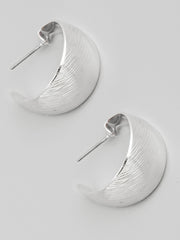 Silver Brushed Metallic Hoop Earrings