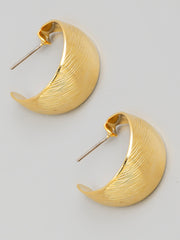 Gold Brushed Metallic Hoop Earrings