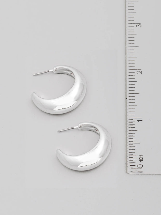 Silver Circle Metallic Hoop Earrings