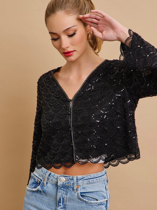 Miranda Beaded Cardigan Top