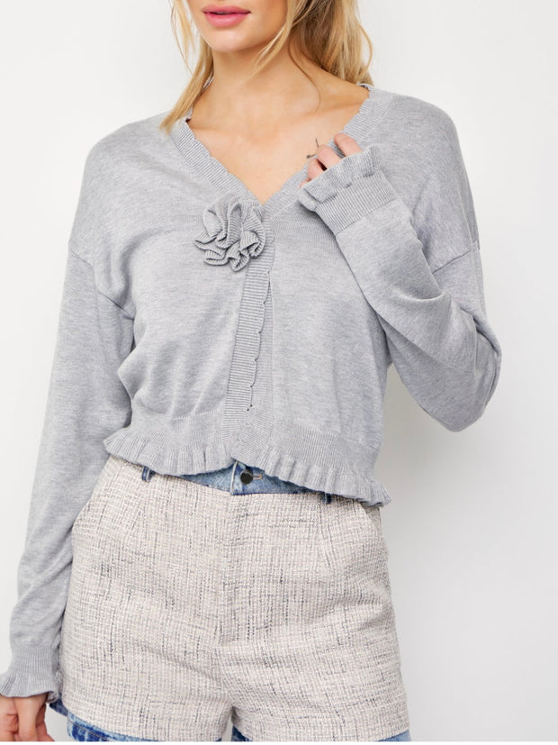 Rosette Knit Cardigan Top