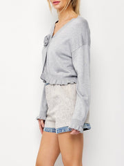 Rosette Knit Cardigan Top