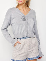 Rosette Knit Cardigan Top