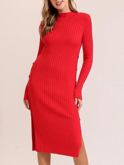 Kamile Knit Midi Red Dress