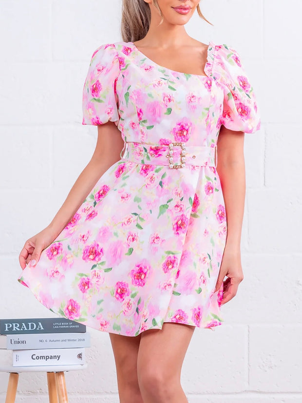 Celeste Asymmetric Floral Dress