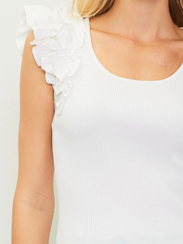 Susie Shirring White Top