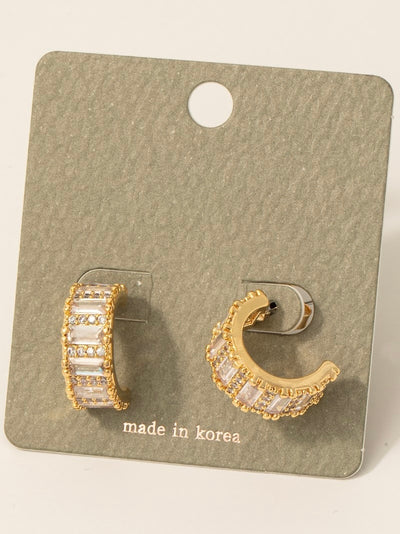 Pave Baguette Hoop Earrings