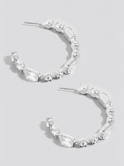 Mixed Rhinestone Studded Large Hoop Earrings