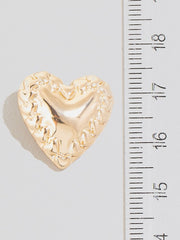 Gold Intricate Heart Shield Stud Earrings