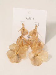 Metallic Multi Flower Dangle Drop Earrings