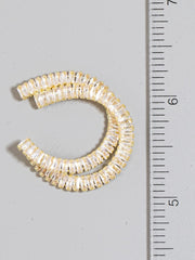 Gold Layered Cz Baguette Pave Stud Hoop Earrings