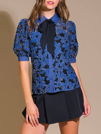 Tiana Denim Jacquard Top