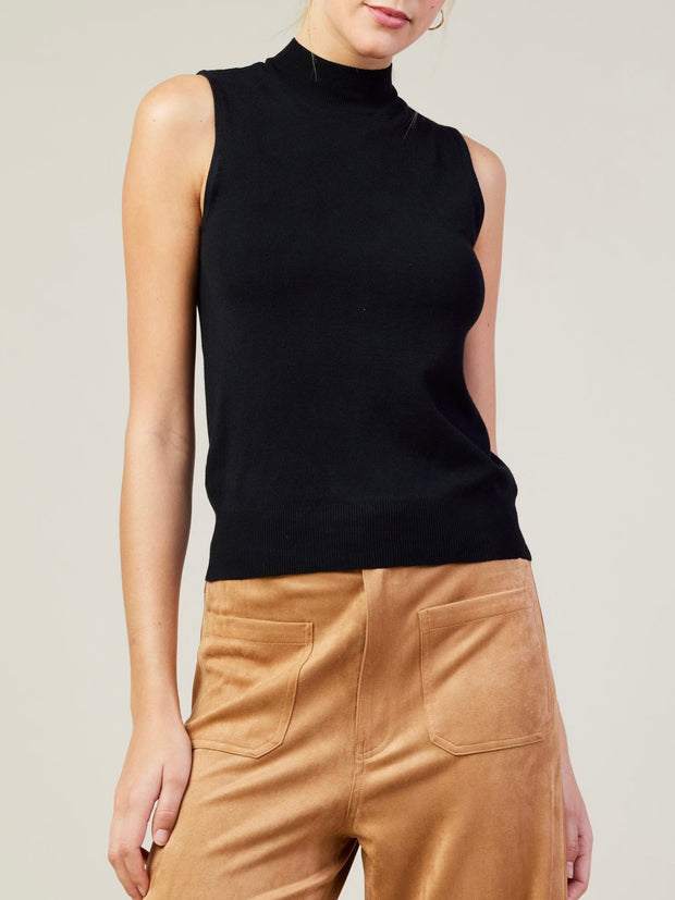 Hannah Black Mock Neck Top