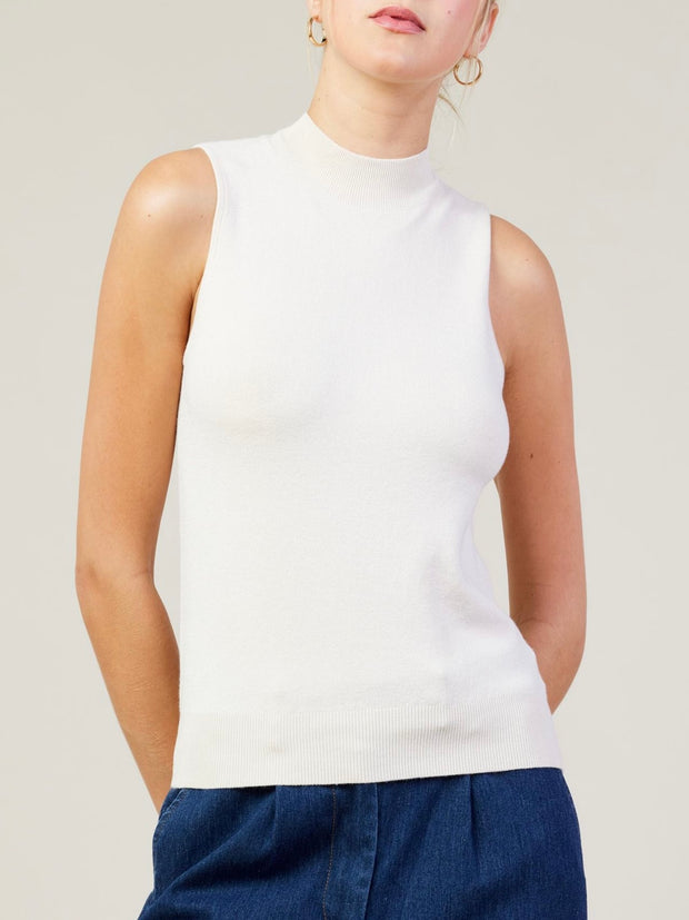 Cream mock neck top best sale