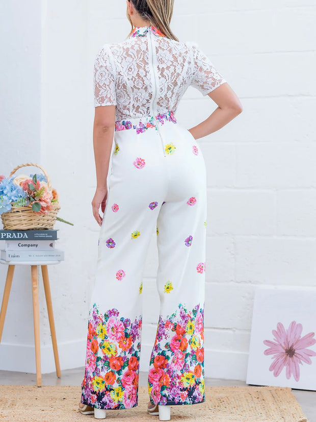 Evelyn Lace Floral Jumpsuit