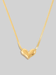 Heart Pendant Herringbone Chain Necklace