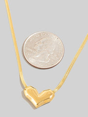 Heart Pendant Herringbone Chain Necklace