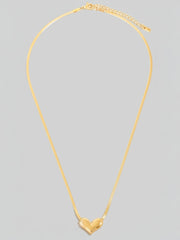 Heart Pendant Herringbone Chain Necklace