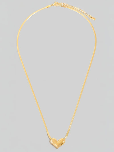 Heart Pendant Herringbone Chain Necklace