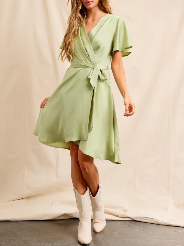 Ingrid Woven Sage Dress